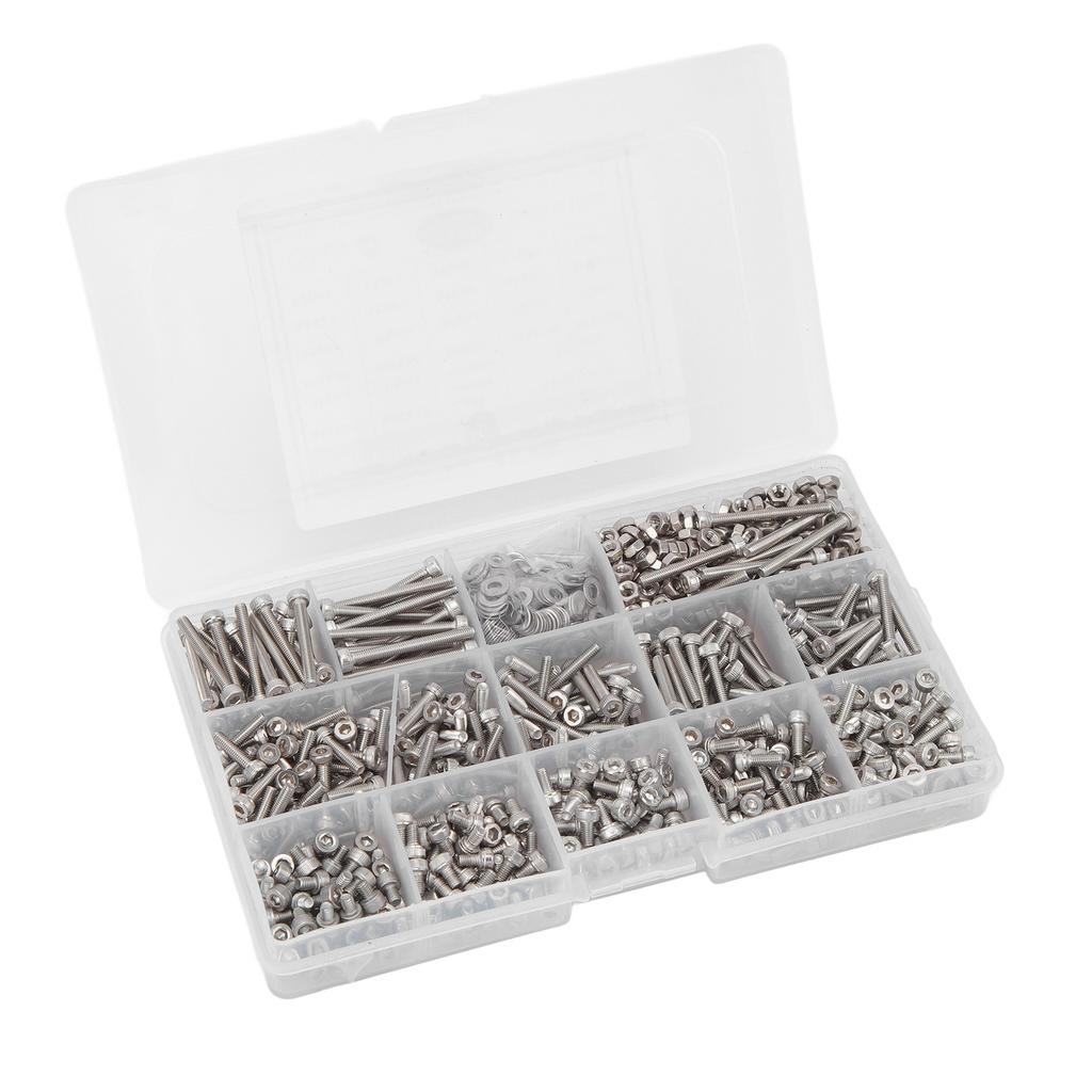 Набор винтов M3 из нержавеющей стали 304, винты с шестигранным углублением, гайки, шайбы, комбинированный набор