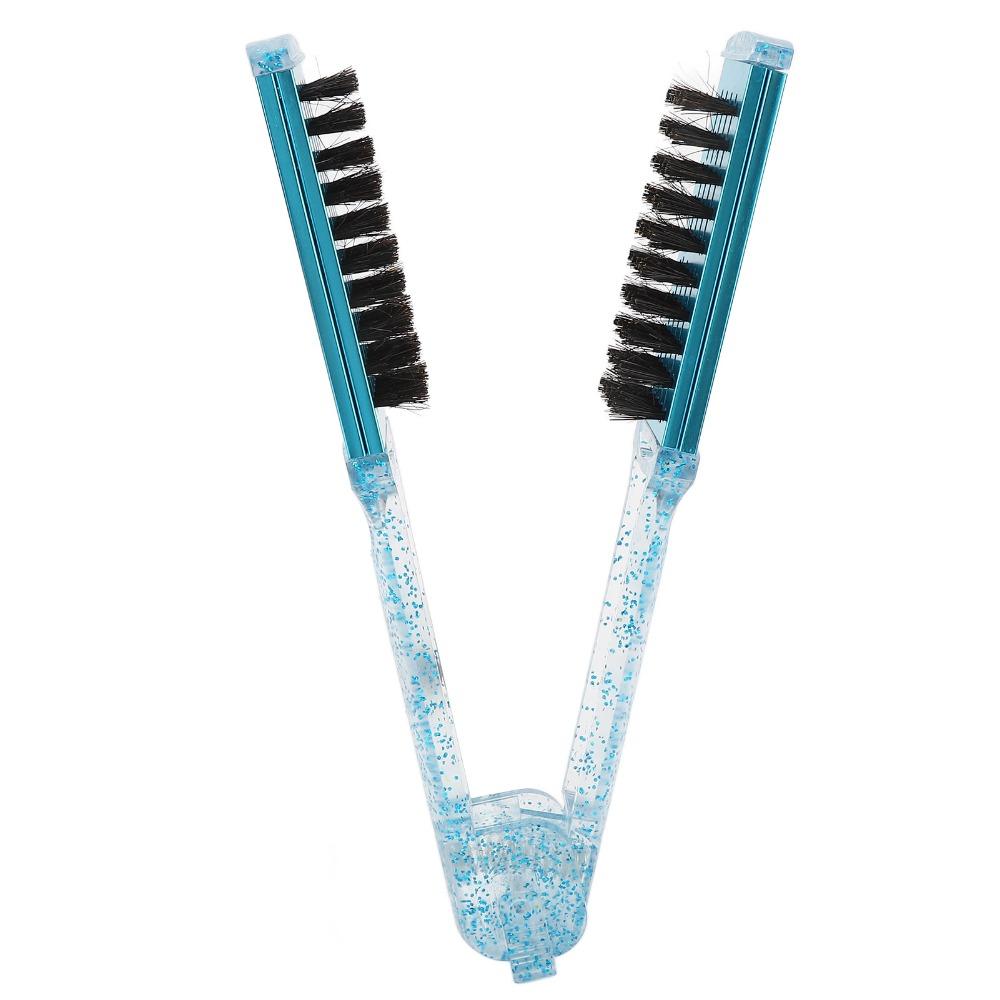Multifunction Hair Straightener Clamp Brush Blue Hair Straightening Splint Comb Salon Use
