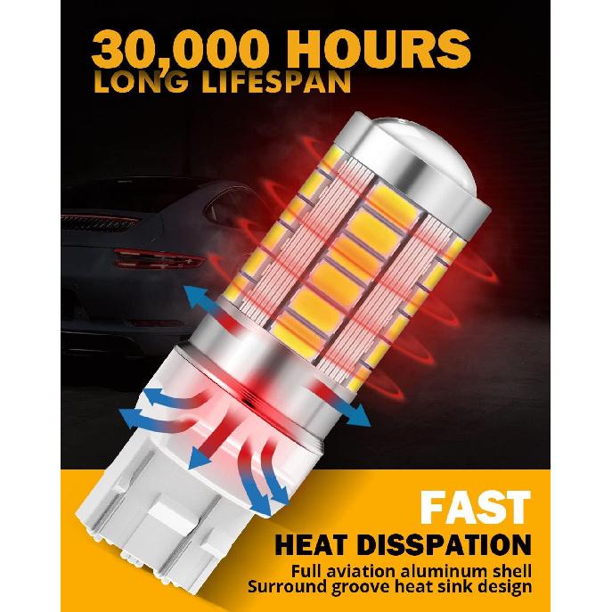 Светодиодные лампы Auxbeam 7440 W21W 7441, 6500K Белый, Суперяркие 7440A 7440AL Светодиодные лампы заднего хода для автомобилей, грузовиков, мотоциклов, 3030-SMD 12V, Упаковка из