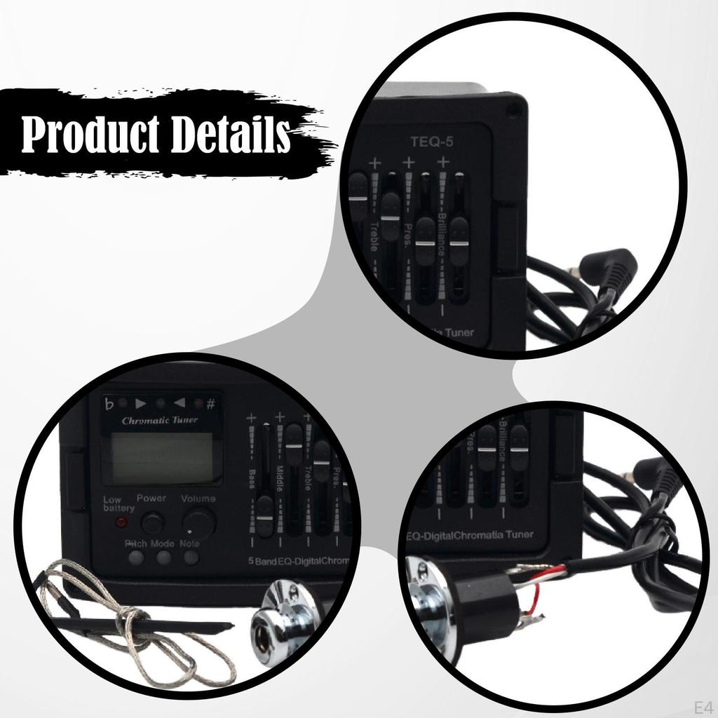 5-полосный предусилитель для акустической гитары, хроматический тюнер, пьезо-звукосниматель, регулятор громкости для