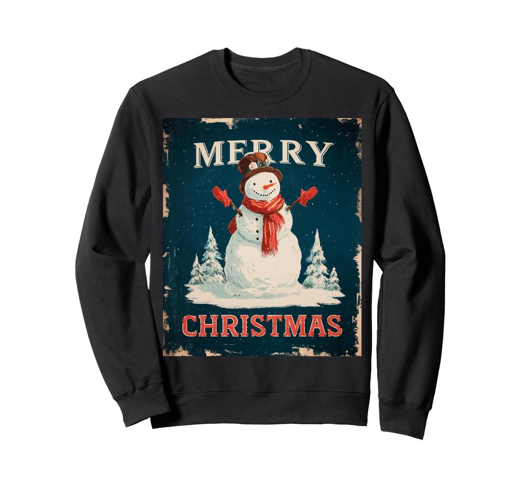 Snowman Vintage Retro Art Deco Christmas Sweatshirt