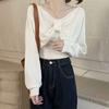 2025 Autumn Women's Two-Piece Sweater Set: Camisole Vest & Bow Long Sleeve Knit Top