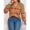 Women's Autumn and Winter Casual Lantern Sleeve Color Collision Heart Pullover Sweater