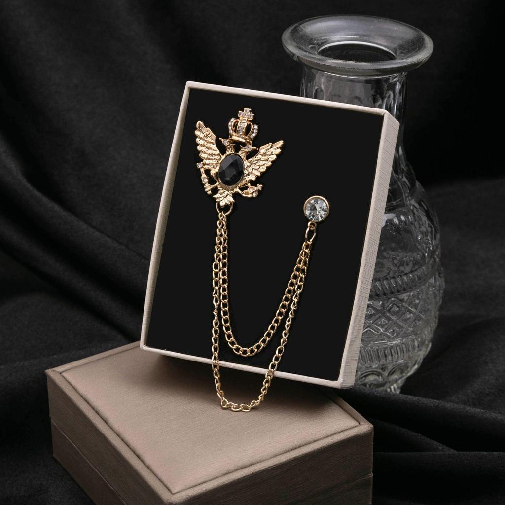 Европейская и американская мода Двухслойная цепочная брошь - Дизайн в стиле британского двора с крестом и нотой для мужчин