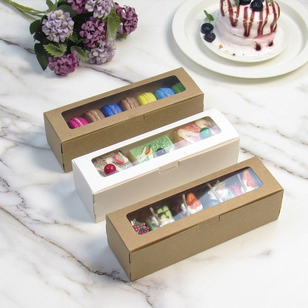 20Pcs with Clear Window Macaron Boxes Kraft Paper Cupcake Boxes with Window Wedding Gift