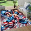 1pc Mickey Mouse Minnie Fireworks Pattern Area Rug Soft Flannel Floor Mat for Living Room, Office, Bedroom, Outdoor and Camping, Sofa Coffee