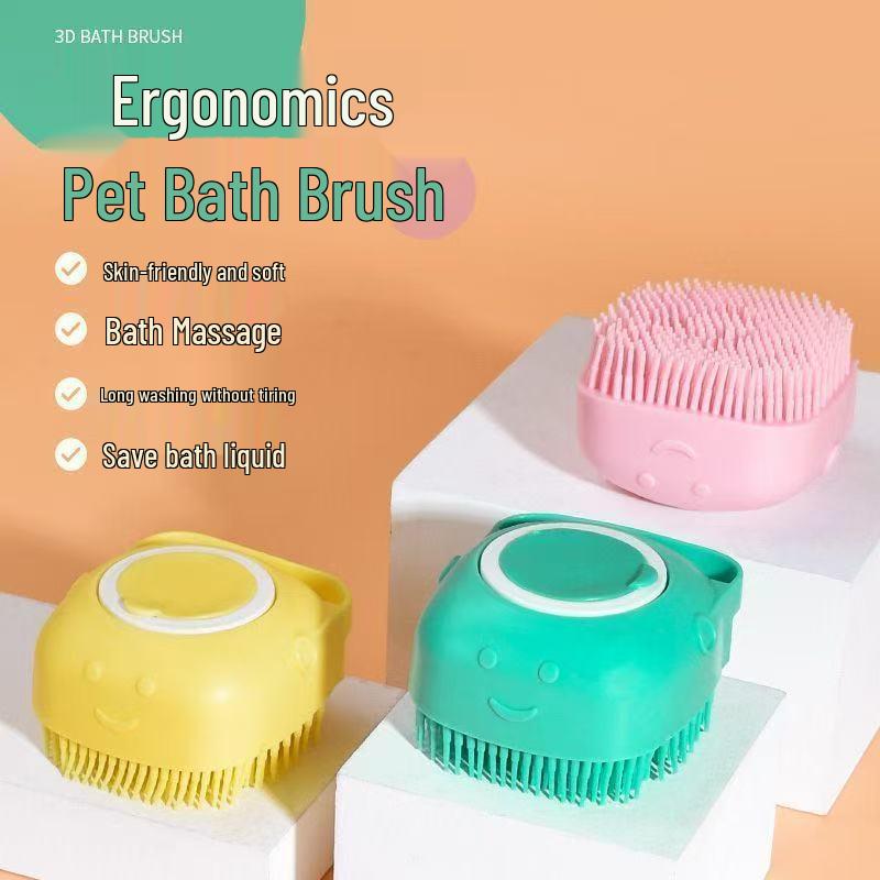 Silicone Universal Bath Brush for Pets and Babies with Liquid Dispenser