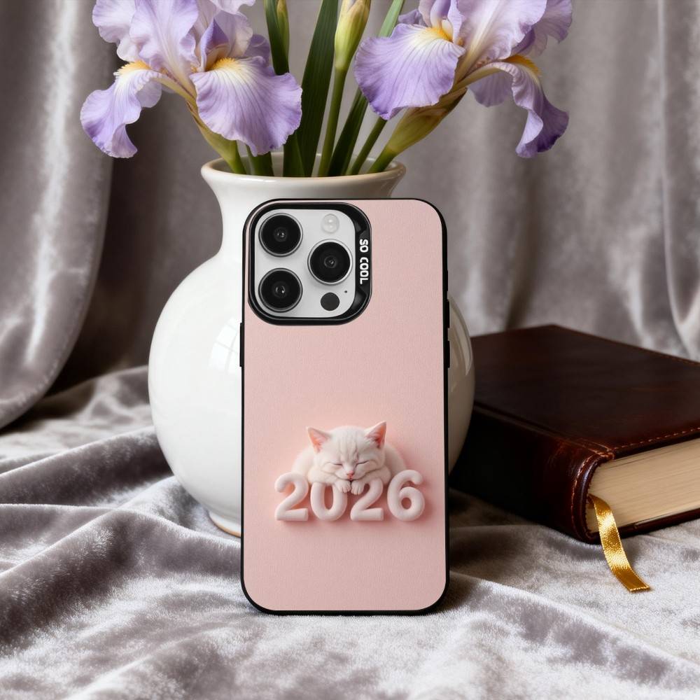2026 New Year's Art Phone Case For iPhone17,16,15,14,13,12,11 Plus,Pro Max Black Candy silver phone case