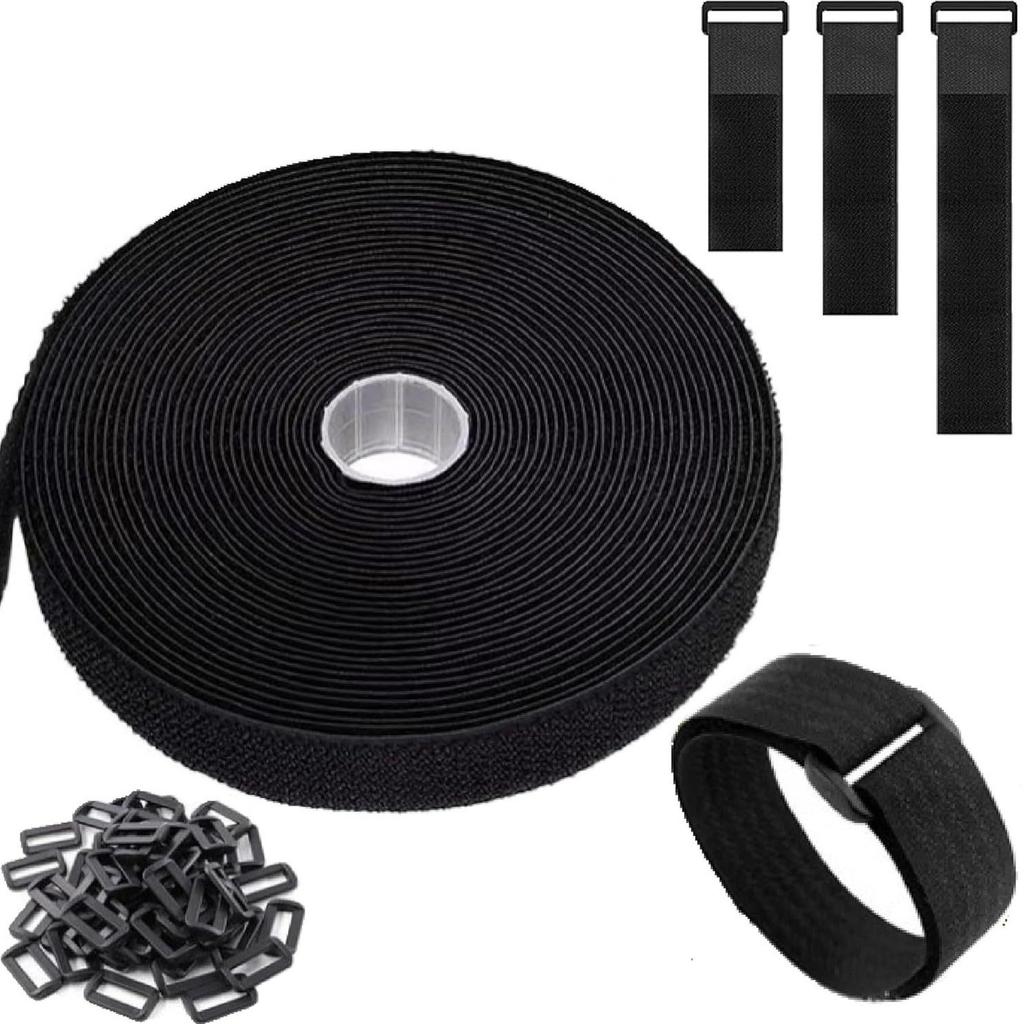 Липучка, Ремни с 20 пряжками Регулируемый Многоразовый Кабельный Хомут Произвольно Свободный, Резка по Длине Фиксация Нейлон, Ремешок