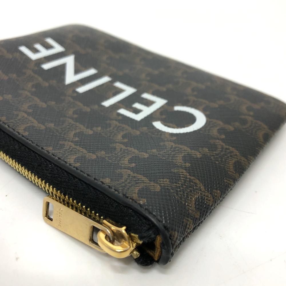 CELINE 10C662CA2 Triomphe  coin purse PVC/Leather Brown/GoldHardware