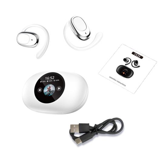 1 Pair Bluetooth-compatible Earphone with Earhook Noise Canceling HiFi Sound IPX5 Waterproof Wireless Over