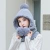 Шапка-шарф, цельная зимняя бархатная толстая теплая шерстяная шапка, женская меховая вязаная шапка с шариками