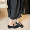 French Retro Round Head Versatile Soft-soled Mary Jane Shoes 2025 New One-word Suede Ballet Flat-soled Single Shoes for Women