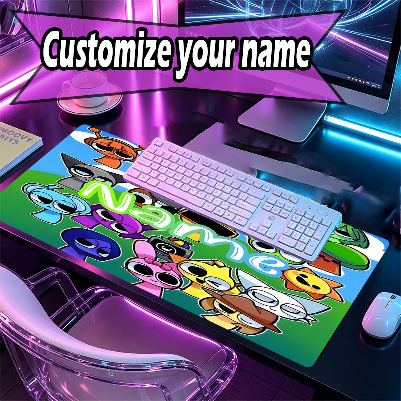 Custom Name Personalized Sprunki Game Pattern Mousepad, Laptop PC Desk Mat, Decorative Desk Mat for Home Keyboard Pad Gift