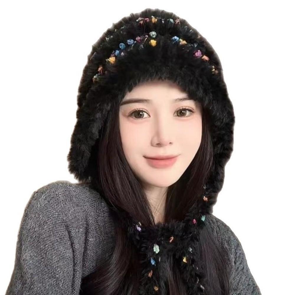 Warm Bucket Hat Lacing Earmuff Knitted Hat Cute Winter Hat for Women