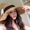 Straw Hat Vacation Beach Foldable Bow Dome Big Eaves Straw Weaving Travel Women's Summer New