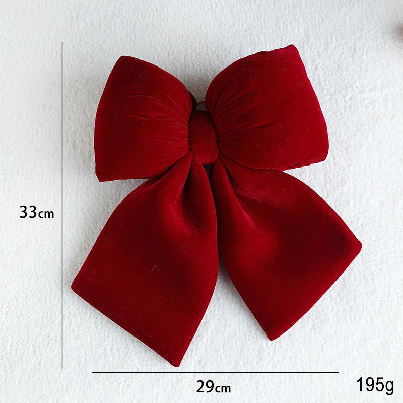 Christmas Bow Decoration Velvet Red Bow Knot Baubles Hanging Ornaments Diy Xmas Trees Pendant For Holiday Home Party Decorations