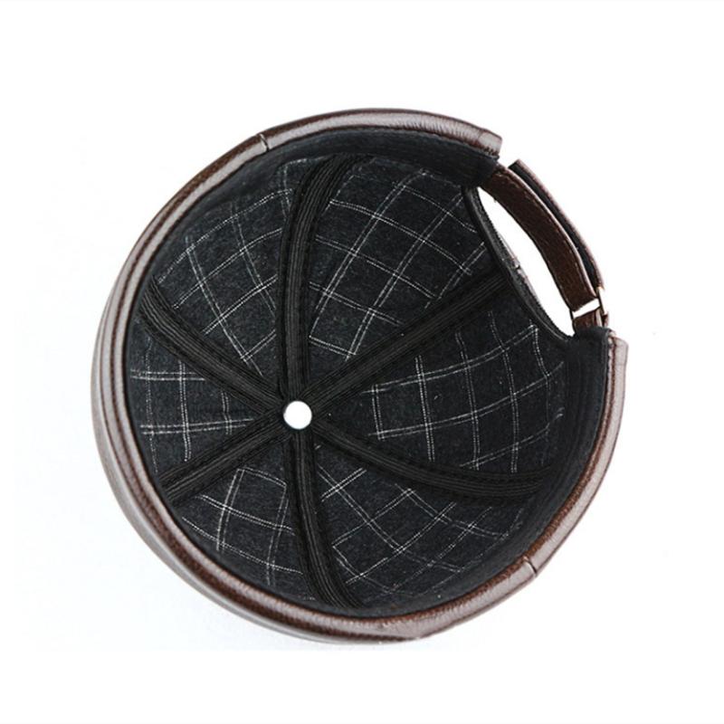 Мужская тюбетейка из натуральной кожи, матросская кепка, шапка-бини с манжетами в стиле ретро, ​​без полей, шапка-бини из натуральной кожи