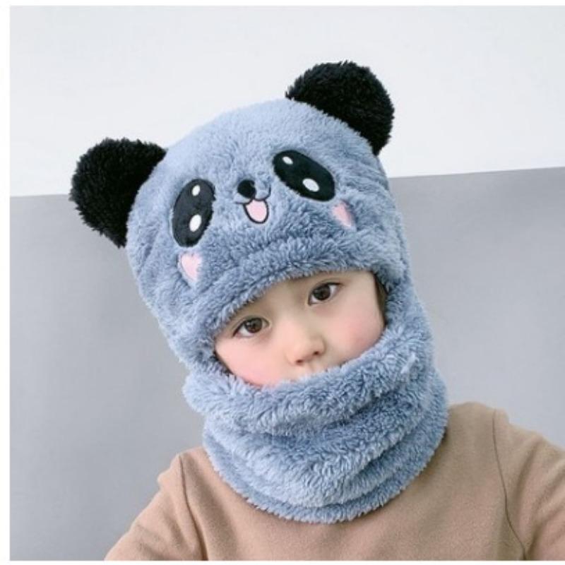 1-12Y Winter Cartoon Rabbit Coral Velvet Cap Plush Balaclava Kids Caps Double Fleece Baby Scarf Hat Baby Accessories