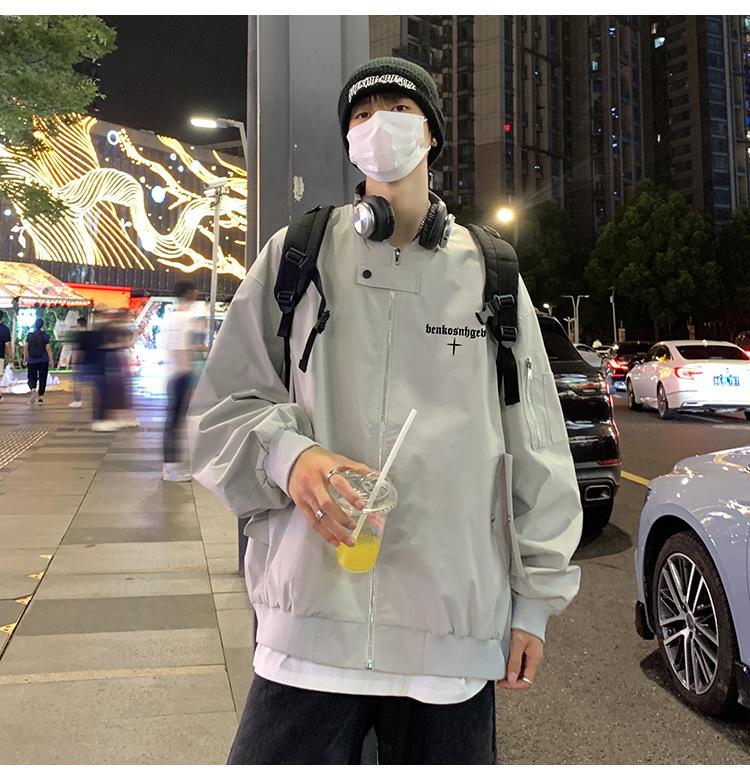 Мужская винтажная бейсбольная куртка-бомбер в стиле ретро Западного побережья – Оверсайз, стиль для весны/осени