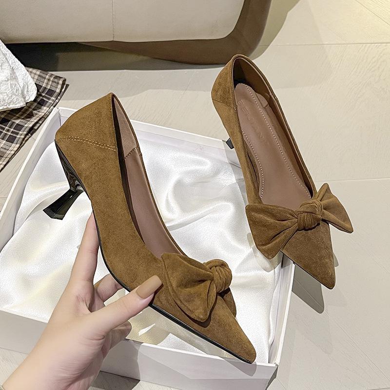 BEIJIANI Women's Pointed Stiletto Heels with Bow - Spring/Autumn Style