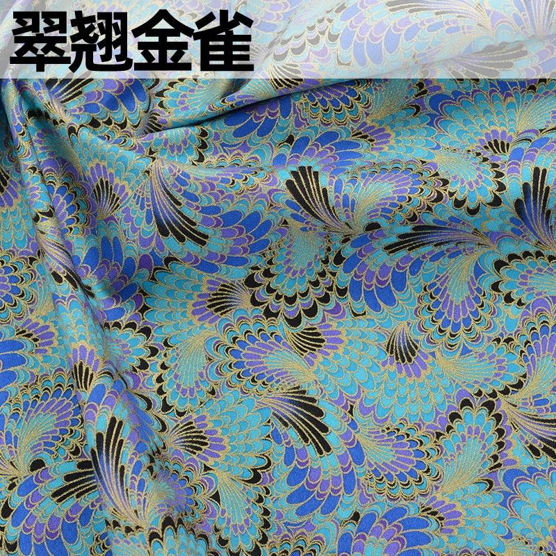 Ткань в японском стиле, чистый хлопок, с принтом, на метр, для одежды, ханьфу, скатерти, сумки, ручной работы, DIY, швейная ткань, бронзирование, синий
