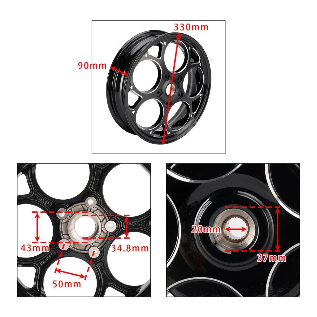 Комплект ободов переднего и заднего колеса 3.0x12" Черный Для Vespa Sprint Primavera 50 125 150