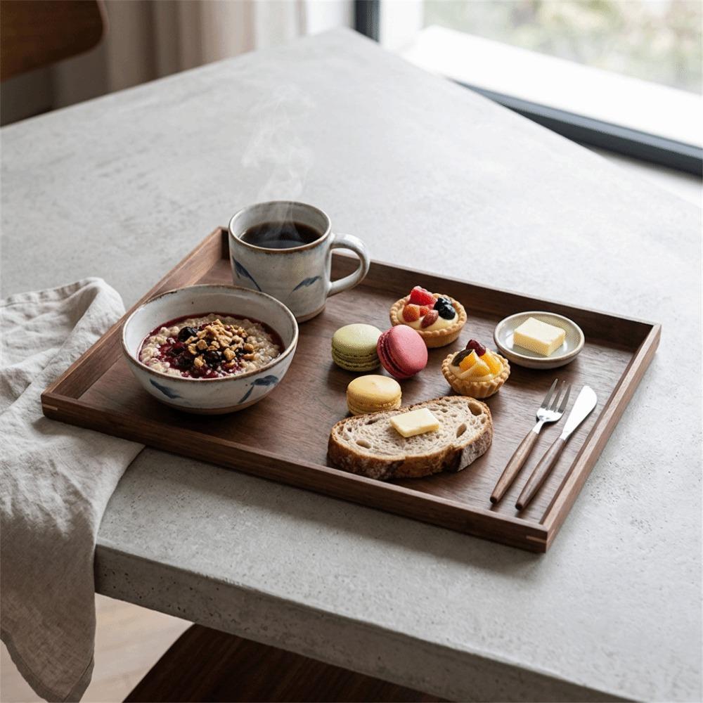 Rectangle Shape Serving Tray Smooth Polished Food Tray Practical Decorative Platter Kitchen Table