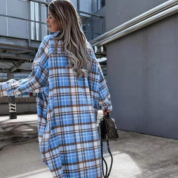 Модная винтажная женская блузка с цветными блоками, удлиненная блузка с длинным рукавом, свободная прямая верхняя одежда 2021 Fashion Tide