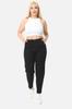 Women's Style Plus Size Pants Mom Fit Jean Large Size High Waist Carrot Cut Slim Leg Flexible Black Denim Pants