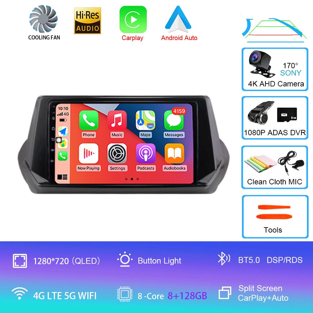 Автомобильное радио Android 14 Carplay Auto для Peugeot 2008 II 2 2019 2020 2021 GPS мультимедийный плеер стерео 360 камера видео 4G+WiFi DSP