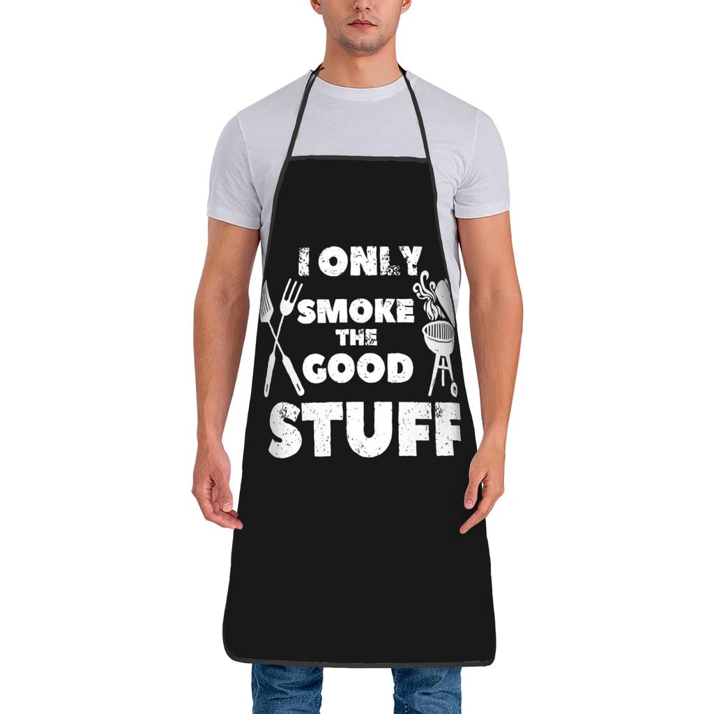 Smoking The Good Stuff BBQ Bib Aprons Oil-Proof Polyester Funny Meat Grill Household Pinafore Unisex Adult Breathable Restaurant