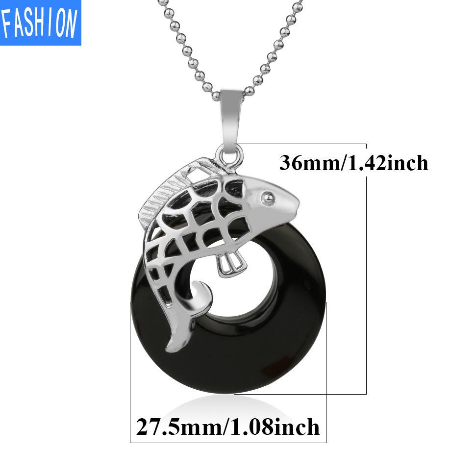 Творческий европейский и американский натуральный кристалл, ностальгическая безопасная пряжка с изображением кои, простое ожерелье с подвеской в ​​форме полой рыбы