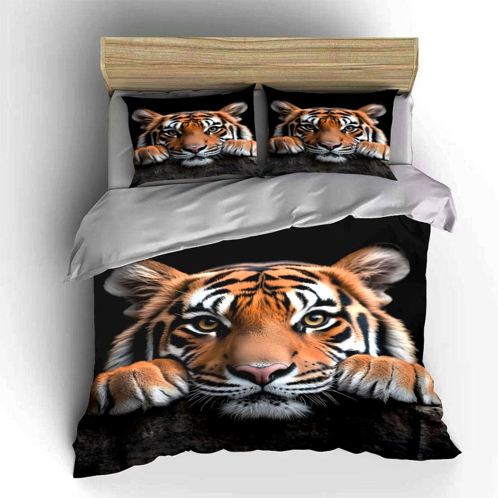 Tiger Face Close-Up Artwork Bedding Duvet Cover Set (1*Duvet Cover 2*Pillowcases, without duvet insert)