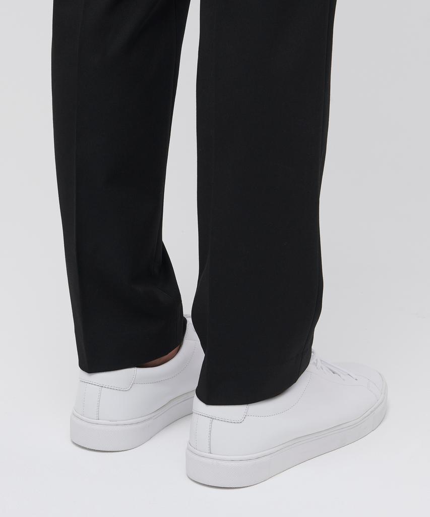 MUSINSA STANDARD Tapered Hidden Elastic Waist Length Slacks [Black]