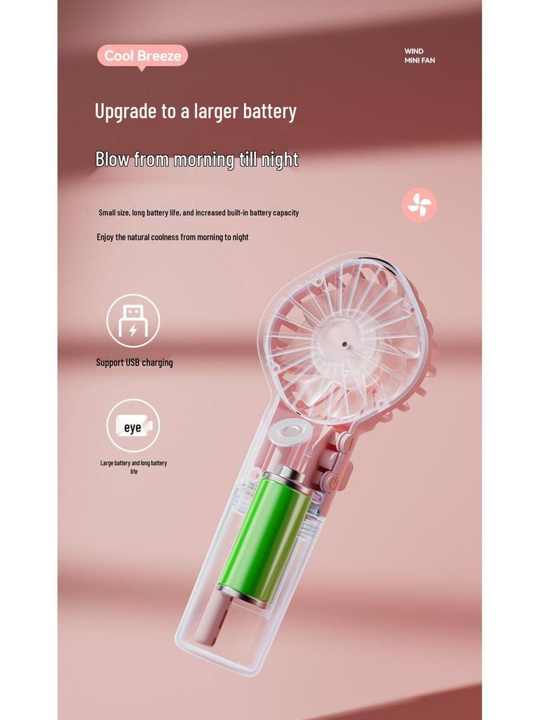 F3 Portable USB Rechargeable Mini Fan: Handheld, Desktop, Hydrating Spray – Perfect for School or Dorm Gifts