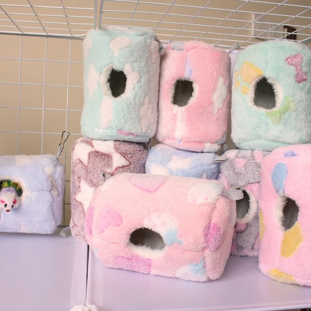 Теплый гамак для хомяка Утолщенный плюшевый Кроватки для белки Спальный мешок для питомца Аксессуары для клетки