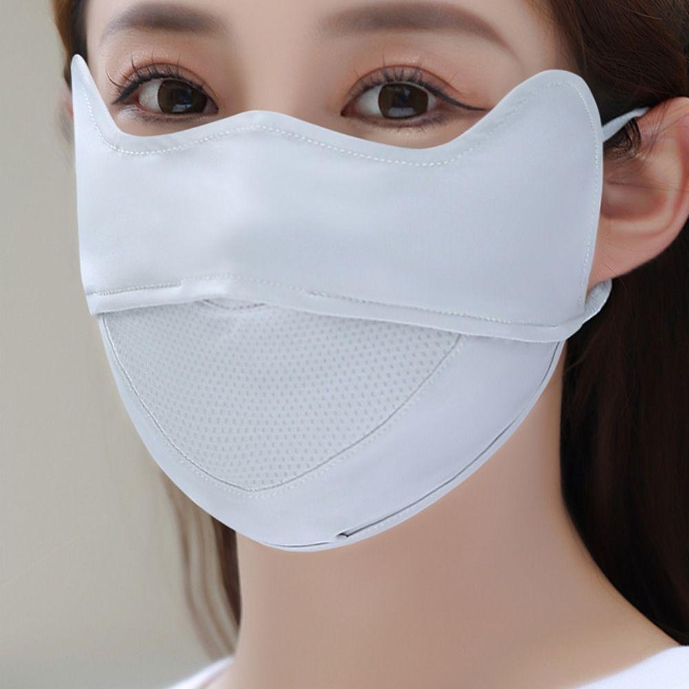 UV Protection Ice Silk Face Scarf Solid Color Anti-uv Face Cover Breathable Sunscreen Veil Outdoor