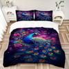3pcs Peacock Feather Duvet Cover Set -Includes 1 Duvet Cover and 2 Pillowcases, No Quilt Core, All-Season Home Decor  yy251111192