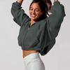 Толстовка с капюшоном, женский кардиган с длинным рукавом, повседневная однотонная спортивная куртка