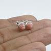 Rhodochrosite Sterling Silver Stud Earrings, Pink Gemstone, Tiny Earrings