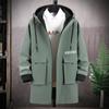 Men's Plus Size Long Hooded Jacket Single Layer Windproof Zipper Hooded Jacket