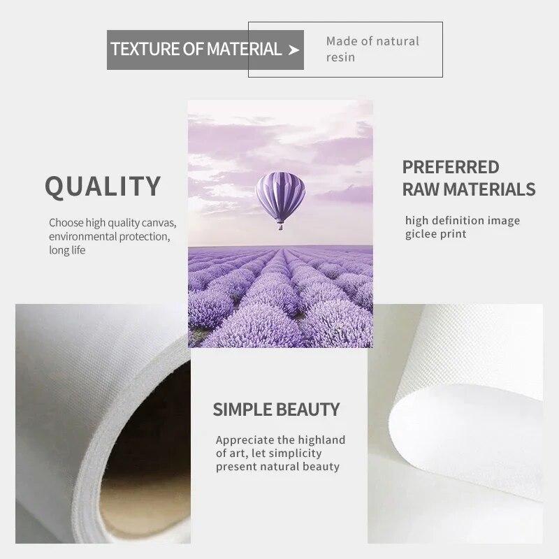 Фиолетовый цветок лаванды, трава, пейзаж, картина, холст, картина, настенное искусство, современный свежий постер и принт для домашнего декора в гостиную