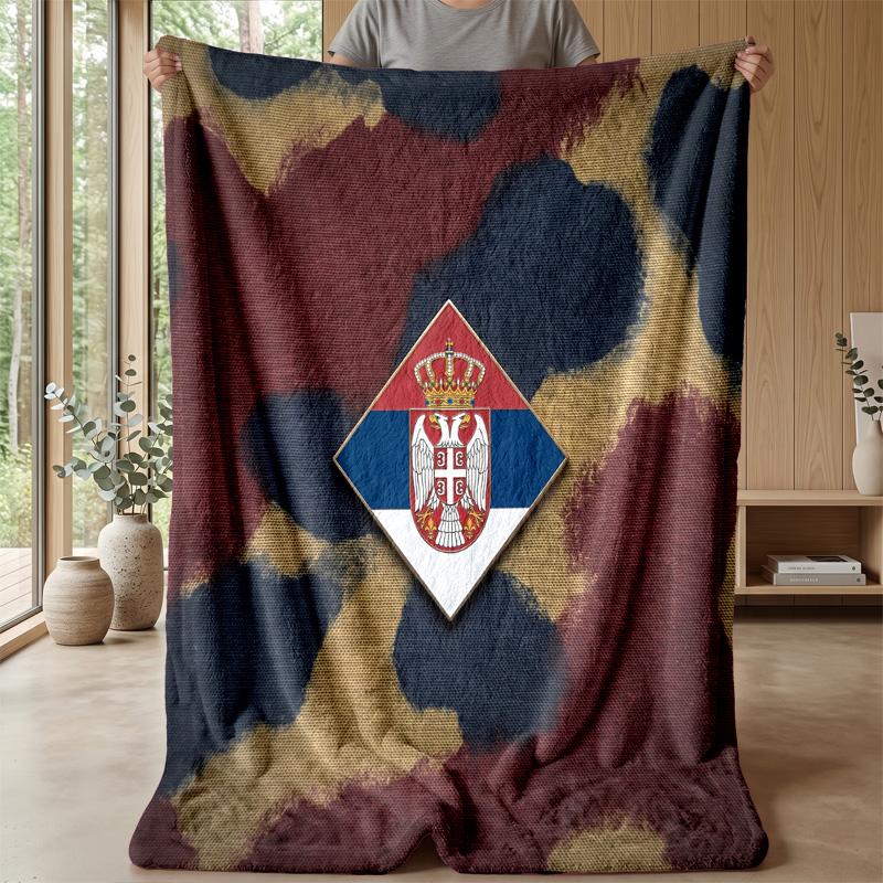 Serbia Printed Flannel Blanket Skin Friendly Warm Decorative Throw for Indoor Couch Bed Daily Use
