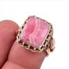 Кольцо из натурального родохрозита из стерлингового серебра 925 пробы в двух тонах S.7 V7g18