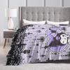 Cartoon Cool Cute Kuromi Fleece Throw Blanket  Blanket for Home Outdoor Super Soft Bed Rug
