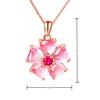 Heart-Shaped Rose Quartz Pendant with Peach Blossoms and Pink Diamonds
