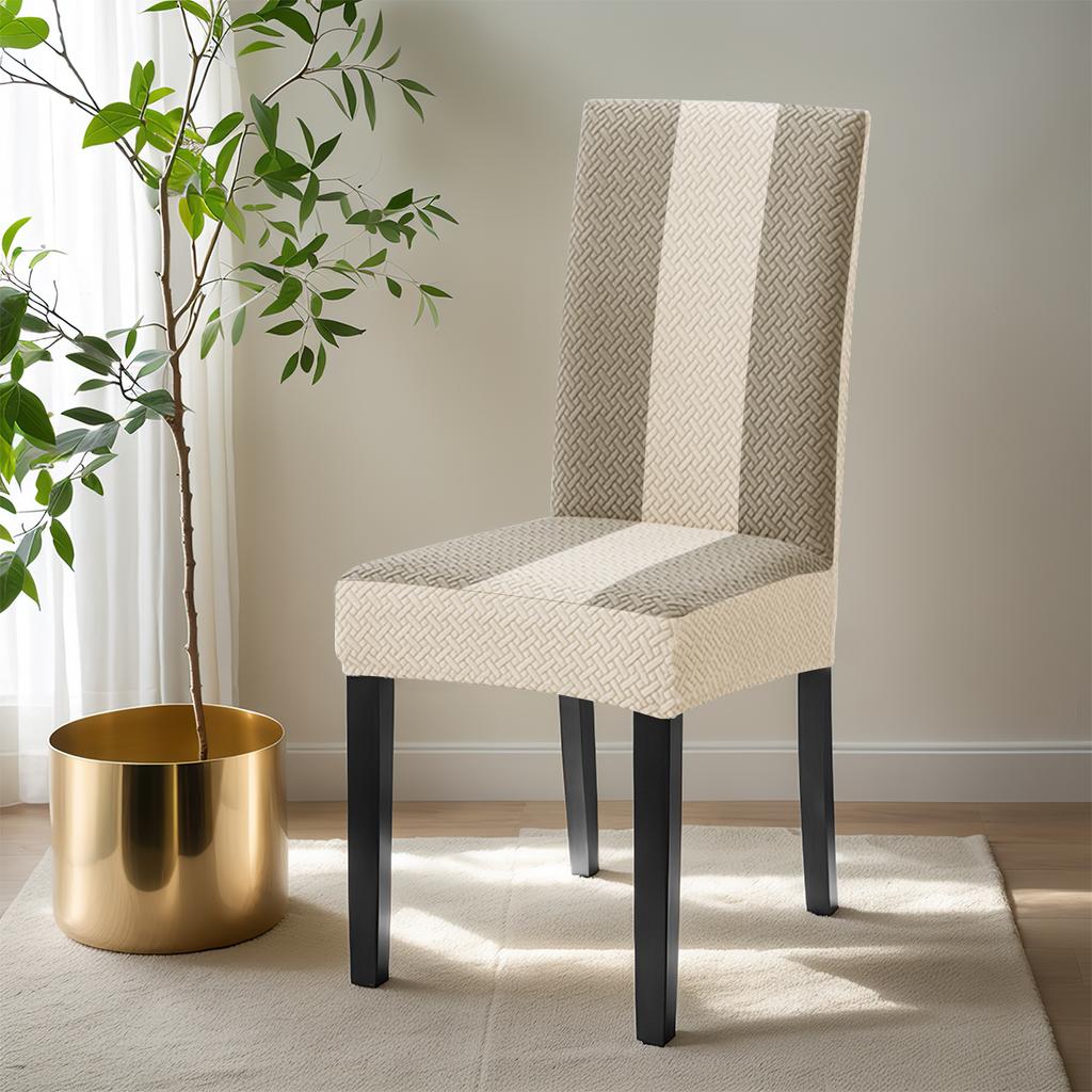 1PC Elastic Jacquard Striped & Checkered Color-Block Chair Cover, Suitable for Living Room and Bedroom Chair Decoration