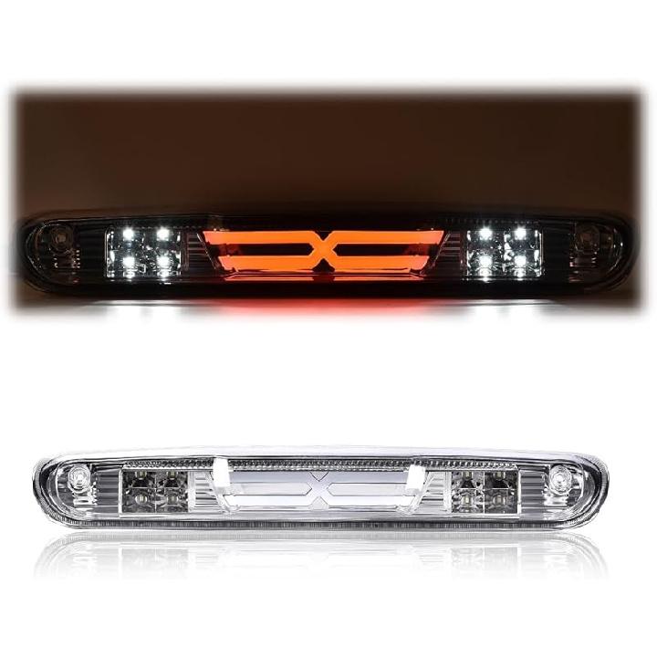G-PLUS LED Third Brake Light Compatible With 1999-2006 Chevy Silverado/GMC Sierra 1500 2500 3500,3RD Cargo LED Tail Stop Lamps Clear Lens Chrome