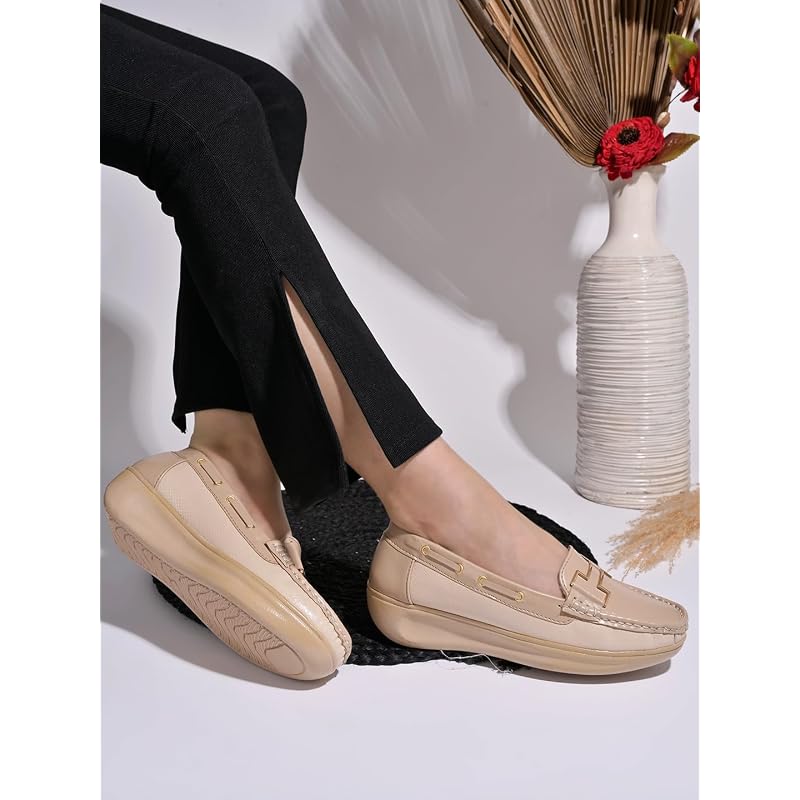 Женские бежевые удобные лоферы Shoetopai, мягкие слипоны для вождения с золотой отделкой и амортизирующей подошвой, для повседневной носки, EU39